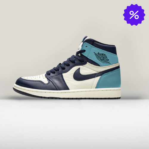Jordan 1 Obsidian – Classic blue and white high-top sneakers with Nike Swoosh