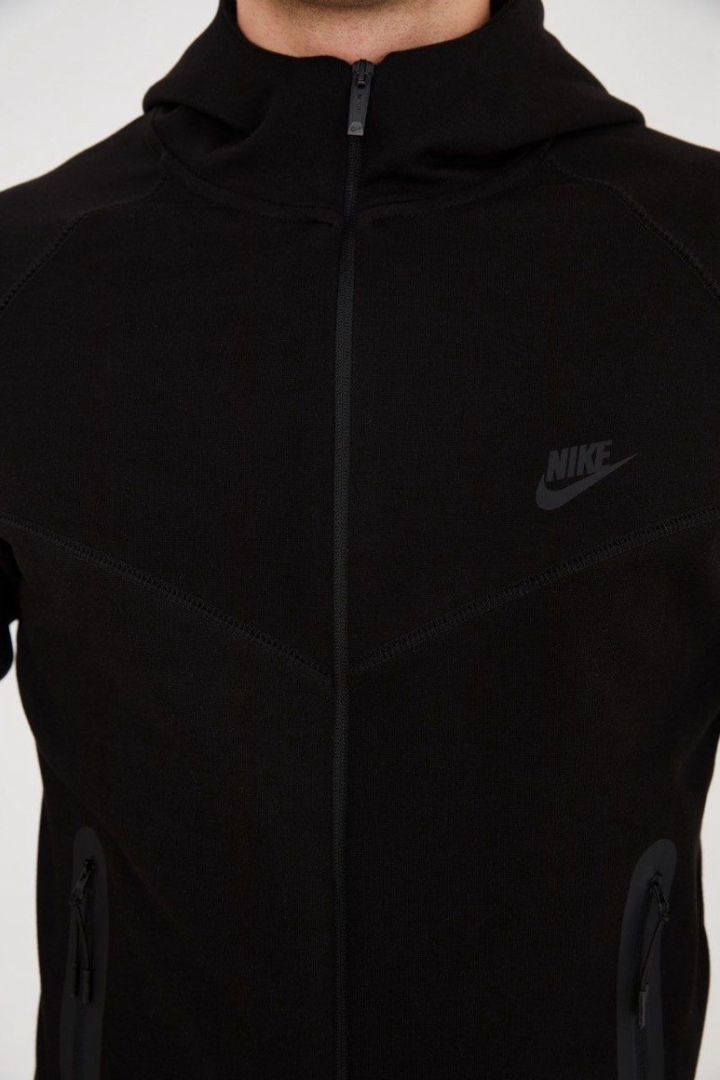 Partea de hanorac Tech Fleece negru cu lanț și logo-ul Nike