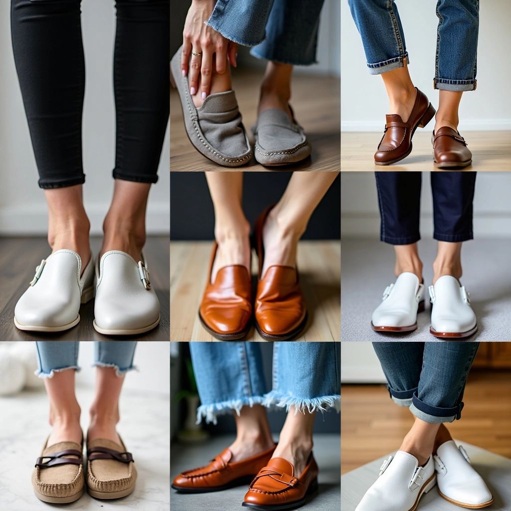 Femei purtând pantofi casual confortabili