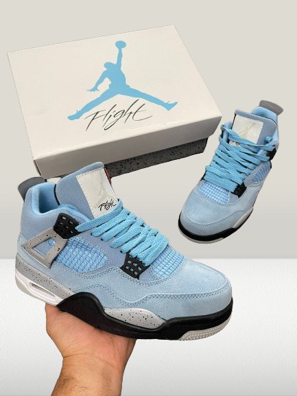 Air Jordan 4 University Blue suede upper close-up