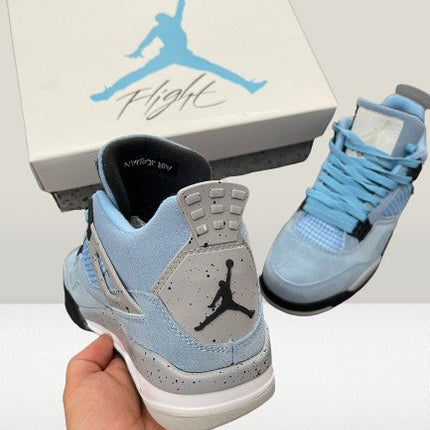 Back view of Jordan 4 University Blue with Jumpman logo