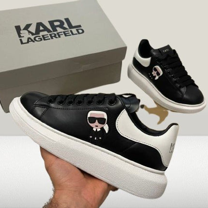Black Karl Lagerfeld shoes with contrasting white sole and heel logo