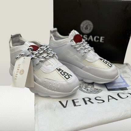 Close-up of Versace Chain Reaction White sole

