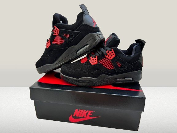 Jordan 4 Red retro basketball sneaker look
