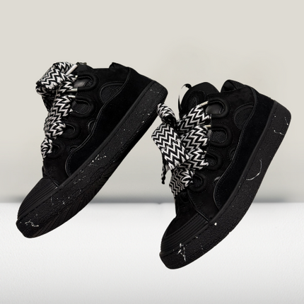 Leather Curb Sneakers Black