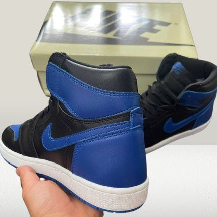 Men's Jordan 1 High OG in black and royal blue