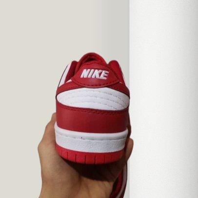 Nike Dunk Panda heal view with Nike name 