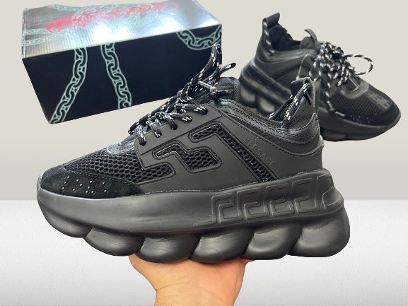 Side profile of Versace Chain Reaction Black Shoes