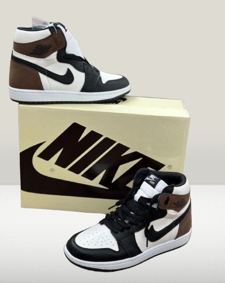 Side profile of the Air Jordan 1 Mocha showcase
