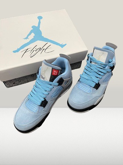 Top view of Jordan 4 University Blue shoes