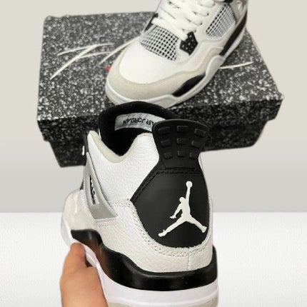 Premium leather Jordan 4 Military Black shoes with Nike Air cushioning for comfort